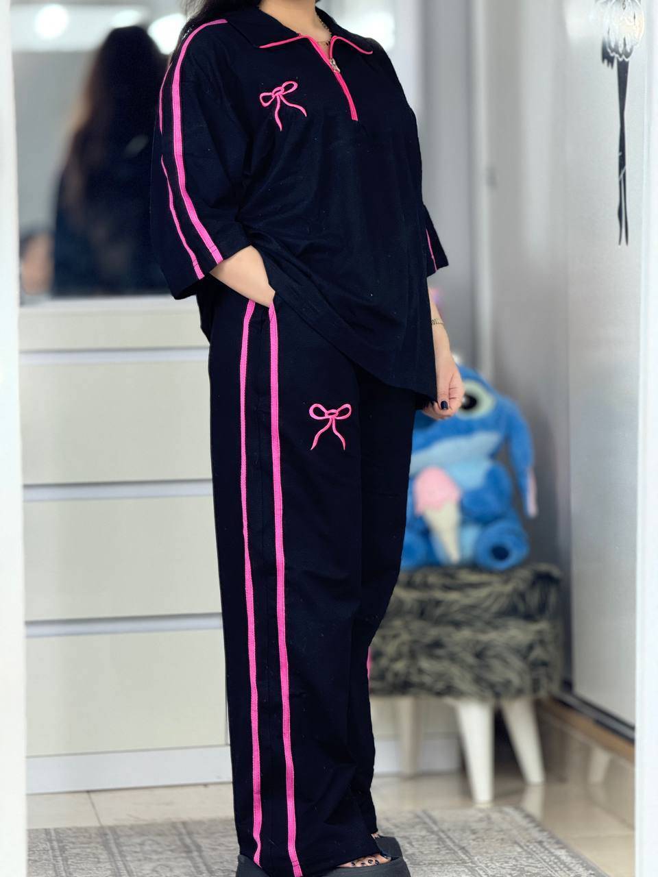 ست تیشرت شلوار پنبه گلکسی مدل ژاله تا سایز ۴۶