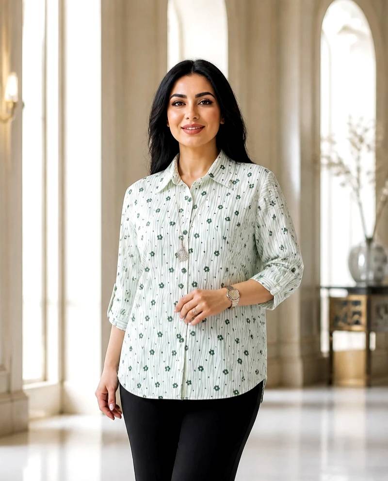 شومیز ینزی نخی تابستانه مدل بابونه تا سایز 50