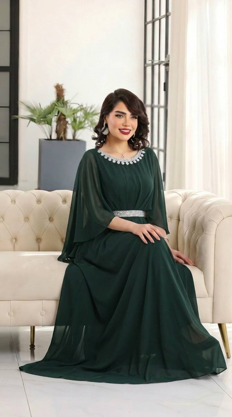 پیراهن مجلسی کرپ حریر سایز بزرگ مدل خورشید تا سایز ۵۶