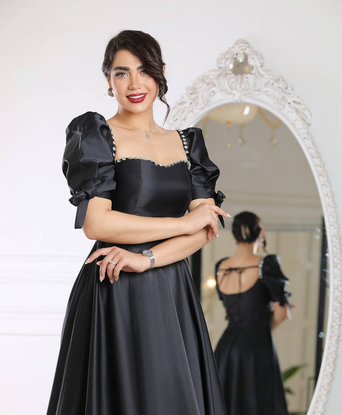 پیراهن مجلسی ساتن آمریکایی مدل نبات تا سایز ۴۶
